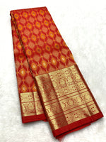 Load image into Gallery viewer, Classic Brick Orange Red 2gm Zari Bridal Elegance Kanchipuram Handloom Silk Saree SS22874
