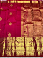 Load image into Gallery viewer, Classic Deep Pinkish Red 2gm Zari Bridal Elegance Kanchipuram Handloom Silk Saree SS24774
