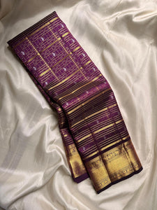 Classic Berry Plum Elegance Kanchipuram Handloom Silk Saree SS24544