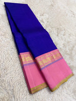 Load image into Gallery viewer, Classic Robin Blue &amp; Baby Pink 2gm Zari Korvai Checks Elegance Kanchipuram Handloom Silk Saree SS27811
