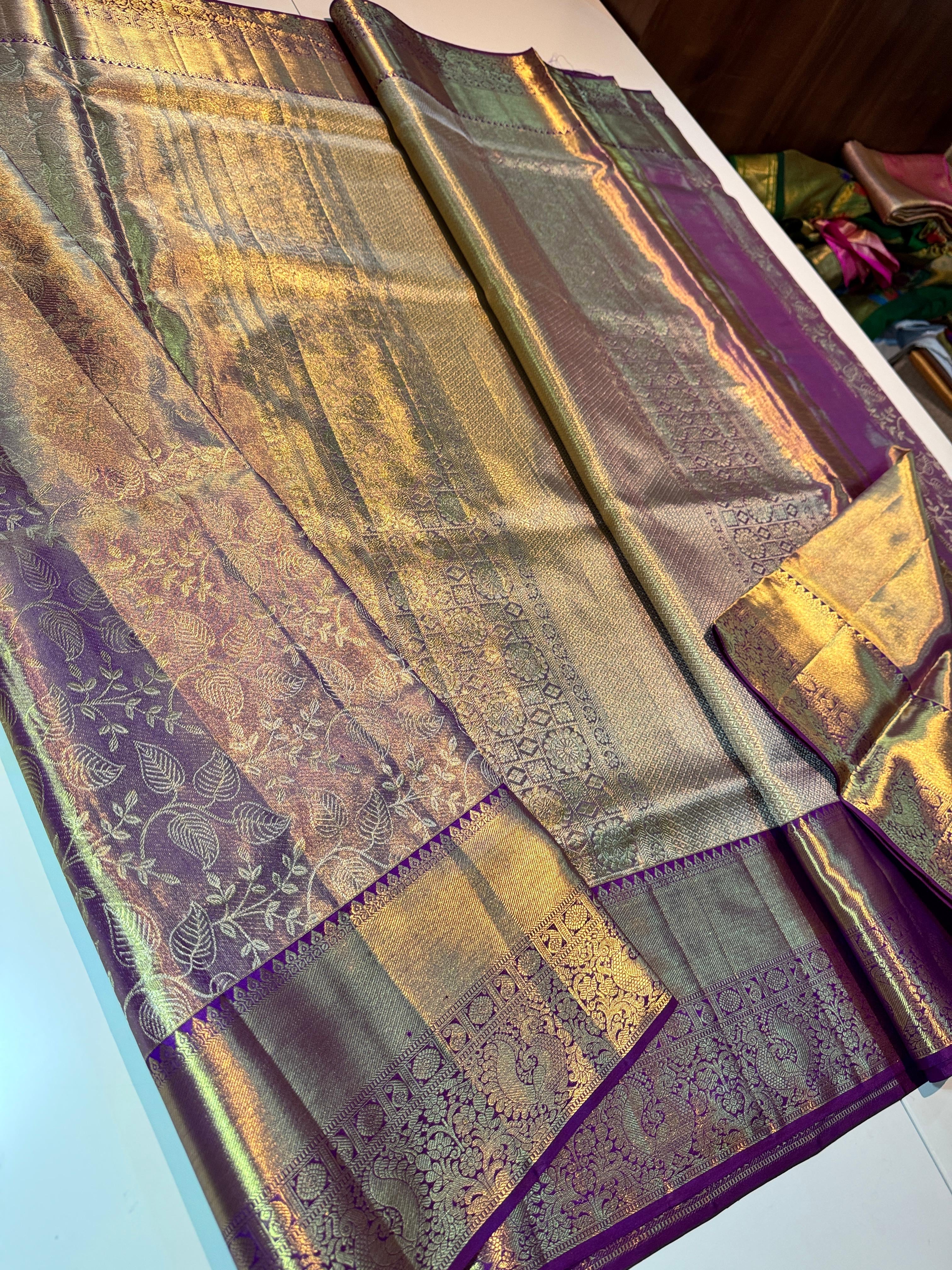 Classic Lavender Elegance Kanchipuram Tissue Handloom Silk Saree SS24507