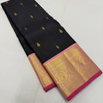 Load image into Gallery viewer, Classic Charcoal Black &amp; Baby Pink Elegance Kanchipuram Handloom Silk Saree SS28581
