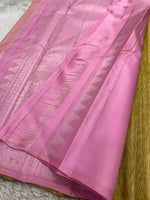 Load image into Gallery viewer, Classic Mustard &amp; Baby Pink Elegance Kanchipuram Handloom Silk Saree SS27635
