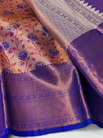Load image into Gallery viewer, Classic Pastel Peach &amp; Blue 2gm Zari Elegance Kanchipuram Handloom Silk Saree SS25248
