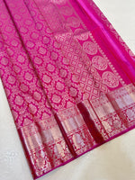 Load image into Gallery viewer, Deep Magenta Silver Zari Bridal Elegance Kanchipuram Handloom Silk Saree SS23577
