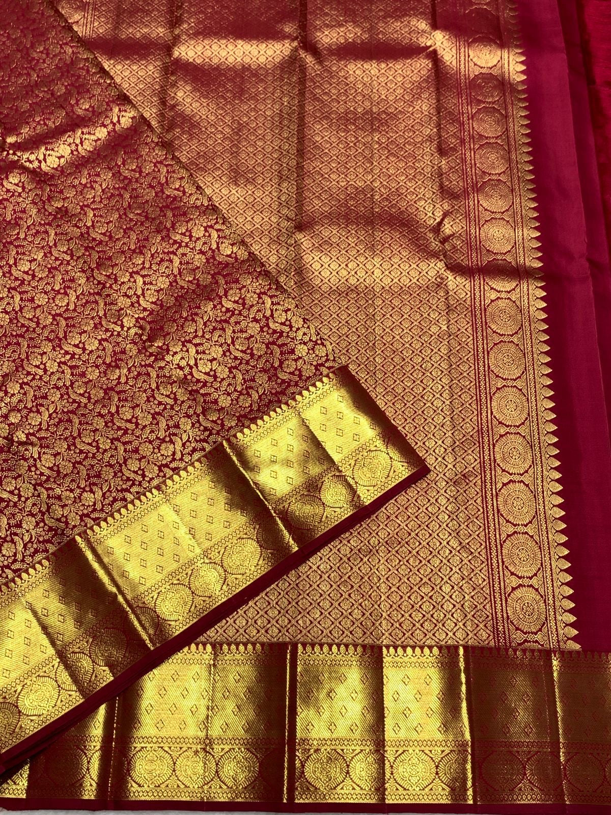 Classic Ruby Pink 2gm Zari Bridal Elegance Kanchipuram Handloom Silk Saree SS25370