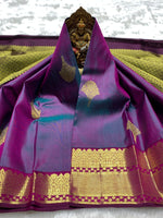 Load image into Gallery viewer, Classic Jam Purple &amp; Plum 2gm Zari Kanchipuram Handloom Silk Saree SS25986
