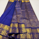 Load image into Gallery viewer, Classic Royal Blue Bridal 1gm Zari Kanchipuram Handloom Silk Saree SS25991
