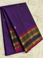 Load image into Gallery viewer, Classic Russian Violet &amp; Black Traditional Butta Kanchipuram Handloom Silk Saree SS26597
