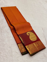 Load image into Gallery viewer, Classic Apricot Orange 2gm Zari Kanchipuram Handloom Silk Saree SS26365
