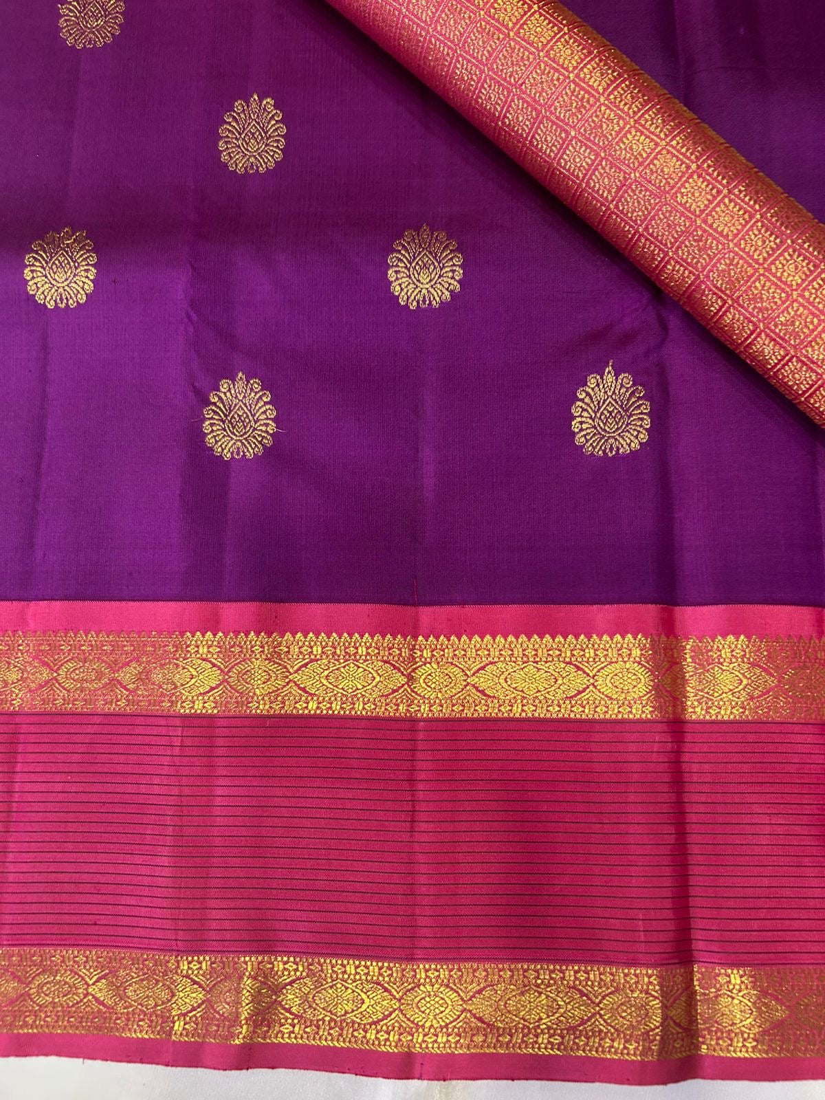 Classic Vadamalli & Berry Pink 2gm Zari Kanchipuram Handloom Silk Saree SS25951