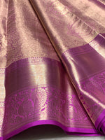 Load image into Gallery viewer, Classic Rhubarb Purple 2gm Zari Bridal Elegance Kanchipuram Handloom Silk Saree SS24821
