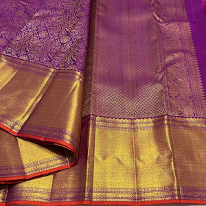 Classic Vadamalli & Orange Bridal Elegance Kanchipuram Handloom Silk Saree SS20177