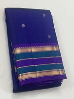 Load image into Gallery viewer, Classic US Navy Blue &amp; Violet 2gm Zari Elegance Kanchipuram Handloom Silk Saree SS27140
