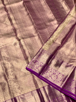 Load image into Gallery viewer, Classic Rhubarb Purple 2gm Zari Bridal Elegance Kanchipuram Handloom Silk Saree SS24821
