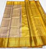 Load image into Gallery viewer, Classic Rose Gold &amp; Mustard 1gm Zari Bridal Elegance Kanchipuram Handloom Silk Saree SS24109
