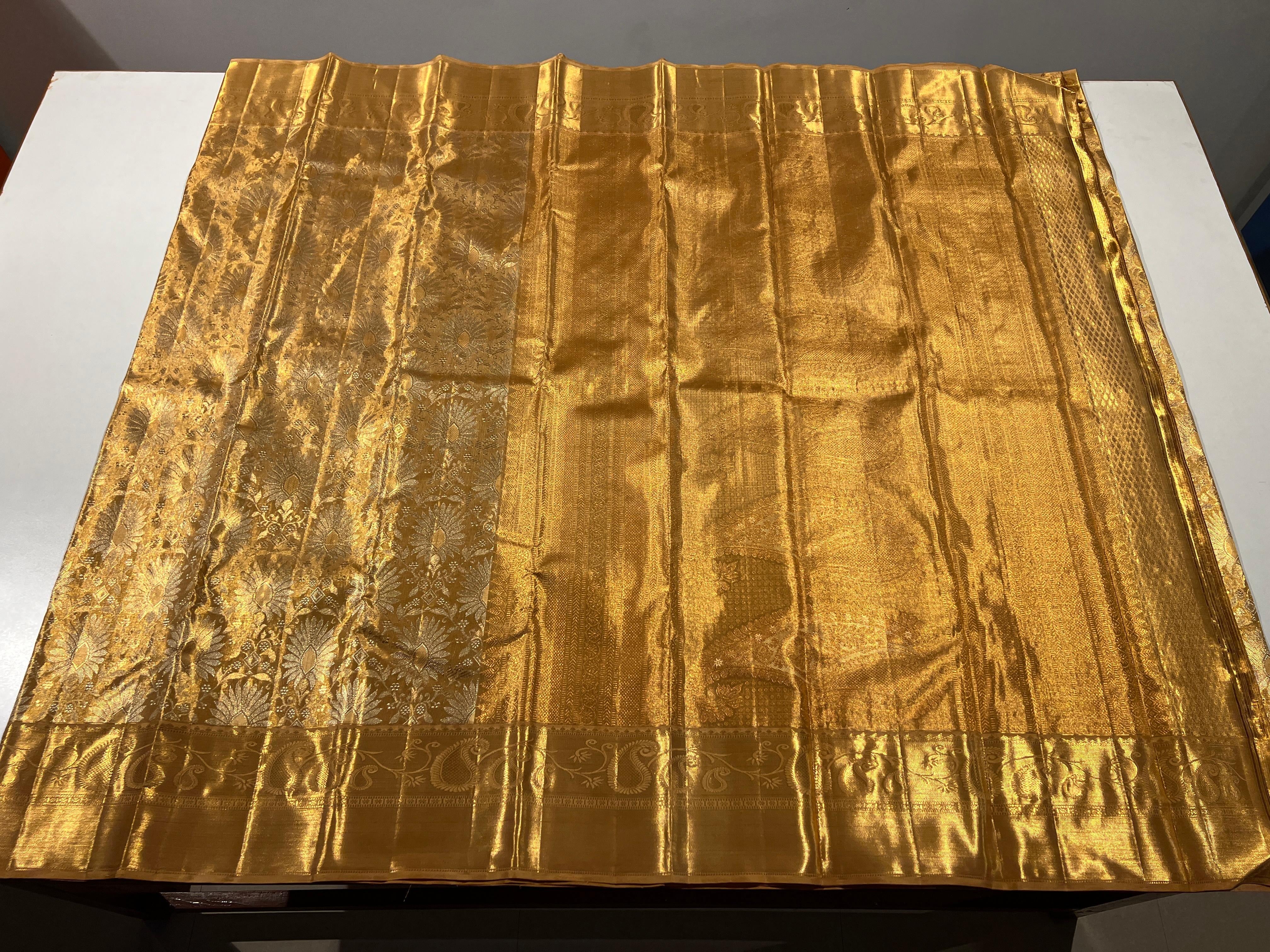 Classic Gold & Silver 1gm Zari Bridal Elegance Kanchipuram Handloom Silk Saree SS25277