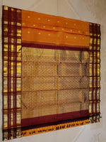 Load image into Gallery viewer, Classic Marmalade Orange &amp; Maroon 2gm Zari Elegance Kanchipuram Handloom Silk Saree SS28201
