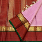 Load image into Gallery viewer, Classic Baby Pink &amp; Brown 1gm Silver Zari Checks Korvai Elegance Kanchipuram Handloom Silk Saree SS27560
