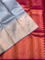 Load image into Gallery viewer, Classic Grey &amp; Dark Pink 2gm Zari Elegance Kanchipuram Handloom Silk Saree SS25440
