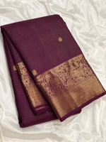 Load image into Gallery viewer, Classic Berry Plum 2gm Zari Vaira Oosi Elegance Kanchipuram Handloom Silk Saree SS23599
