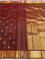 Load image into Gallery viewer, Classic Maroon &amp; Brown 1gm Zari Elegance Kanchipuram Handloom Silk Saree SS28596
