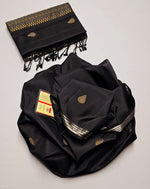 Load image into Gallery viewer, Classic Slate Black Elegance Handloom Soft Silk Saree SS24146
