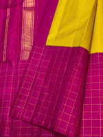 Load image into Gallery viewer, Classic Yellow Pink &amp; Green 2gm Zari Elegance Kanchipuram Handloom Silk Saree SS27365

