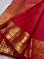 Load image into Gallery viewer, Classic Scarlet Red Bridal Elegance Kanchipuram Handloom Silk Saree SS26222
