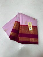 Load image into Gallery viewer, Classic Lilac &amp; Cherrywood Red 2gm Zari Elegance Kanchipuram Handloom Silk Saree SS20657
