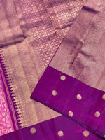 Load image into Gallery viewer, Classic Pink &amp; Purple 2gm Zari Elegance Kanchipuram Handloom Silk Saree SS25365
