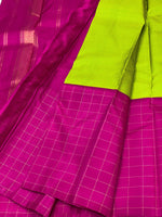 Load image into Gallery viewer, Classic Spring Green Pink &amp; Blue 2gm Zari Elegance Kanchipuram Handloom Silk Saree SS27363
