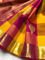 Load image into Gallery viewer, Classic Mustard &amp; Pink 2gm Zari Kanchipuram Handloom Silk Saree SS25570
