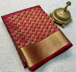 Load image into Gallery viewer, Classic Cherry Red Elegance Mysore Silk Saree SS24619
