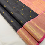 Load image into Gallery viewer, Classic Charcoal Black &amp; Baby Pink Elegance Kanchipuram Handloom Silk Saree SS28581

