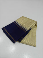 Load image into Gallery viewer, Classic Butter Cream &amp; Royal Blue 2gm Zari Korvai Elegance Kanchipuram Handloom Silk Saree SS27104
