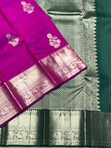 Classic Vadamalli & Emerald Green 2gm Zari Kanchipuram Handloom Silk Saree SS25820