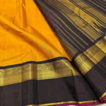 Load image into Gallery viewer, Classic Mango Yellow &amp; Black 2gm Zari Double Side Korvai Kanchipuram Handloom Silk Saree SS25934
