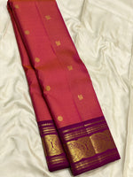 Load image into Gallery viewer, Classic Pinkish Orange &amp; Plum 2gm Zari Vaira Oosi Elegance Kanchipuram Handloom Silk Saree SS25326

