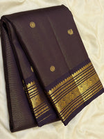 Load image into Gallery viewer, Classic Dark Chocolate 2gm Zari Elegance Kanchipuram Handloom Silk Saree SS27159
