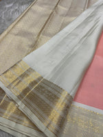 Load image into Gallery viewer, Classic Pastel Peach &amp; White Kanchipuram Handloom Silk Saree SS25960
