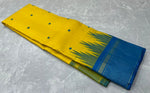 Load image into Gallery viewer, Sunny Yellow &amp; Cerulean Blue Elegance Kanchipuram Handloom Silk Saree SS20536
