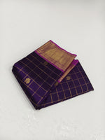 Load image into Gallery viewer, Classic Navy Blue &amp; Purple 2gm Zari Kanchipuram Handloom Silk Saree SS25609
