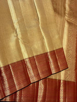 Load image into Gallery viewer, Classic Full Gold &amp; Barn Red Diagonal Rectangular Design Brocade 2gm Zari Bridal Elegance Kanchipuram Handloom Silk Saree SS27410
