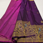 Load image into Gallery viewer, Classic Metallic Violet &amp; Wine Red Elegance Kanchipuram Handloom Silk Saree SS27380
