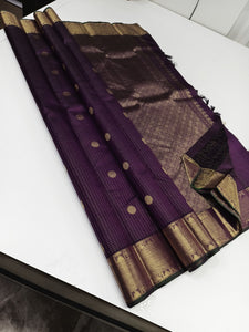 Classic Plum 2gm Zari Elegance Kanchipuram Handloom Silk Saree SS24312