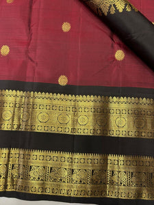 Classic Maroon & Brown 2gm Zari Kanchipuram Handloom Silk Saree SS25950