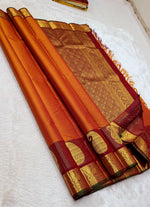 Load image into Gallery viewer, Classic Apricot Orange 2gm Zari Kanchipuram Handloom Silk Saree SS26365
