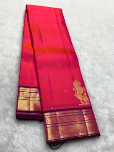 Classic Rose Pink & Purple 2gm Zari Kanchipuram Handloom Silk Saree SS26499