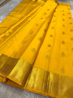 Load image into Gallery viewer, Classic Mango Yellow Kanchipuram Handloom Silk Saree SS26045
